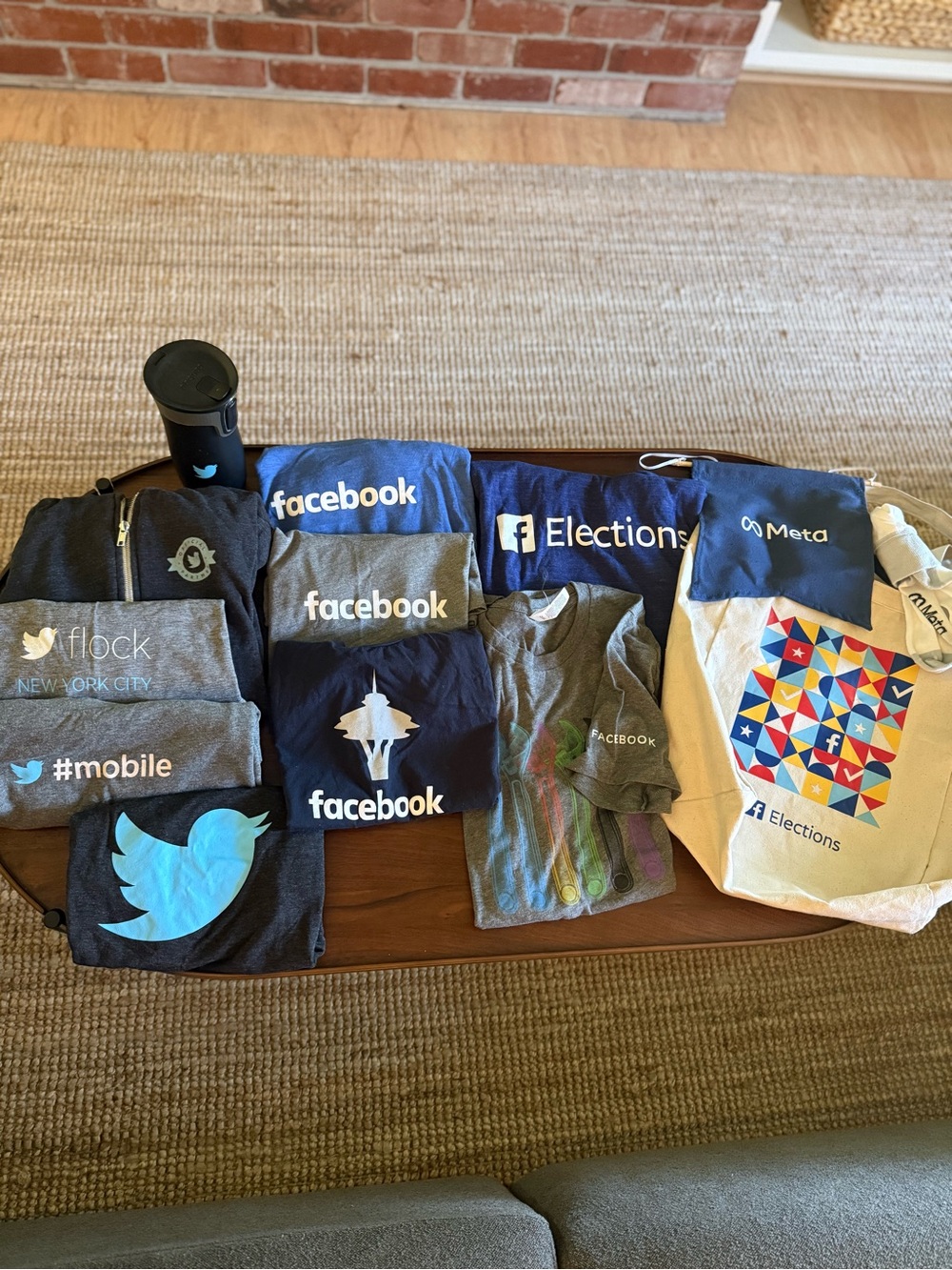Facebook/Meta/Twitter Branded Swag, Tshirts, Tote